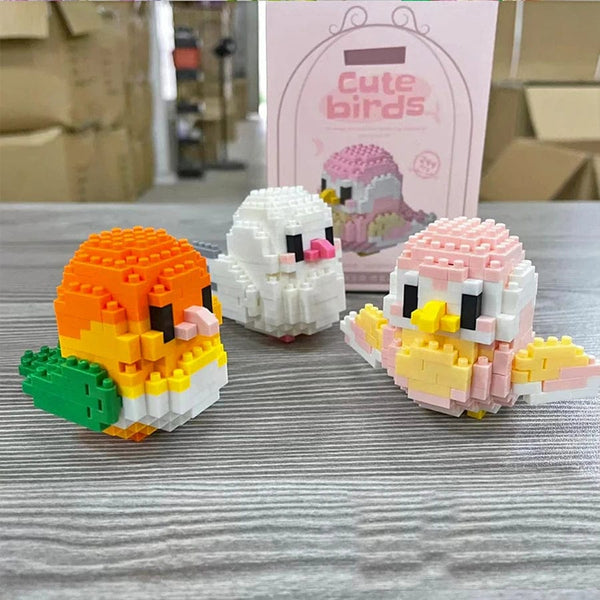 Planet Gates Creative DIY Cartoon Cute Birds, Parrots, Sparrows, Animal Building Blocks, Bird Assembly Model Toys, Home Decoration Gifts