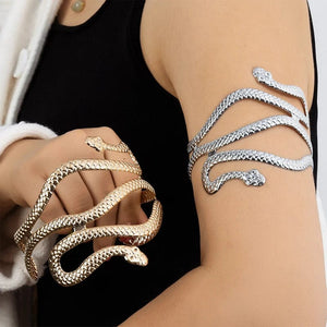 Planet Gates Creative Snake Shape Bracelets Silver Plated Jewelry Personality Snake Arm Cuff Temperament Animal Opening Bangles Jewelry Gifts