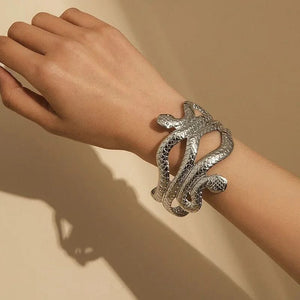 Planet Gates Creative Snake Shape Bracelets Silver Plated Jewelry Personality Snake Arm Cuff Temperament Animal Opening Bangles Jewelry Gifts