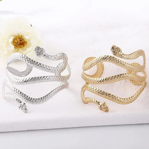 Planet Gates Creative Snake Shape Bracelets Silver Plated Jewelry Personality Snake Arm Cuff Temperament Animal Opening Bangles Jewelry Gifts