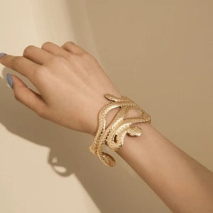 Planet Gates Creative Snake Shape Bracelets Silver Plated Jewelry Personality Snake Arm Cuff Temperament Animal Opening Bangles Jewelry Gifts
