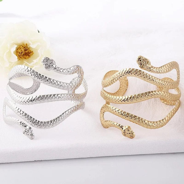 Planet Gates Creative Snake Shape Bracelets Silver Plated Jewelry Personality Snake Arm Cuff Temperament Animal Opening Bangles Jewelry Gifts