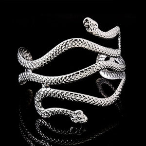 Planet Gates Creative Snake Shape Bracelets Silver Plated Jewelry Personality Snake Arm Cuff Temperament Animal Opening Bangles Jewelry Gifts