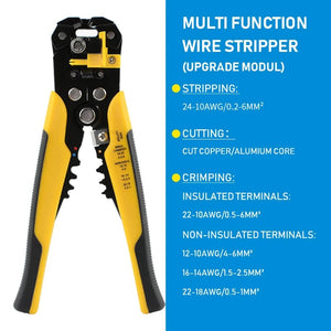 Planet Gates Crimper Cable Cutter Adjustable Automatic Wire Stripper Multifunctional Stripping Crimping Pliers Terminal Hand Tool