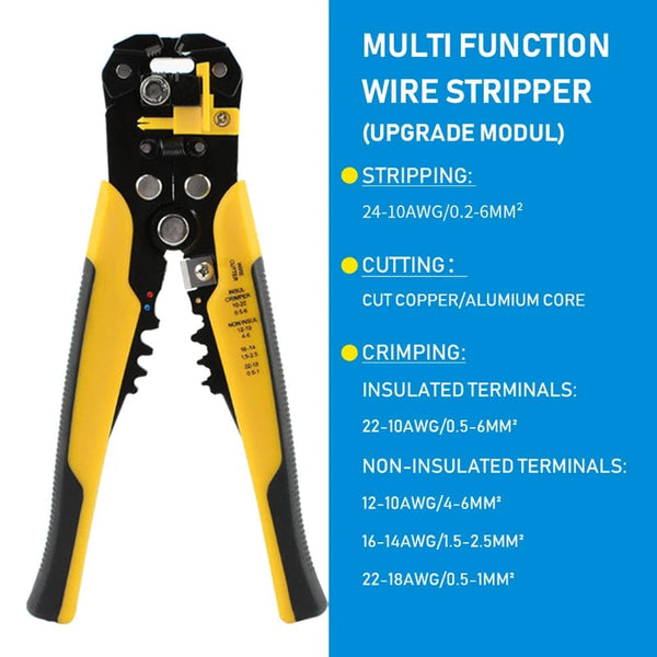 Planet Gates Crimper Cable Cutter Adjustable Automatic Wire Stripper Multifunctional Stripping Crimping Pliers Terminal Hand Tool