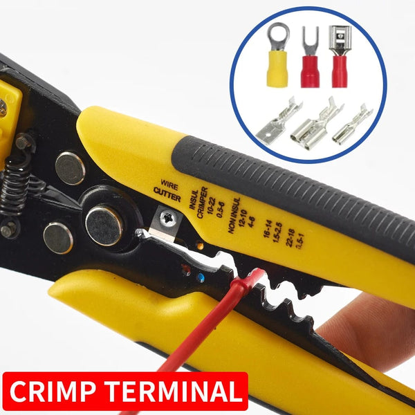 Planet Gates Crimper Cable Cutter Adjustable Automatic Wire Stripper Multifunctional Stripping Crimping Pliers Terminal Hand Tool