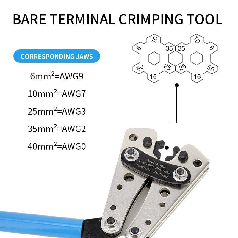 Planet Gates Crimping Pliers Tube Terminal Crimper Hex Crimp Tool Multitool Battery Cable Lug Cable Hand Tools HX-50B 6-50mm² AWG 10-0