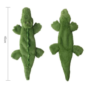 Planet Gates Crocodile Funny Simulated Animal No Stuffing Dog Toy with Squeakers Durable Stuffingless Plush Squeaky Dog Chew Toy Crinkle Pet Squeak Toy