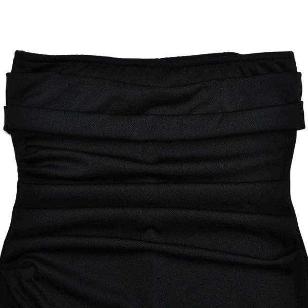 Planet Gates Cryptographic Off Shoulder Elegant High Rise Split Maxi Dress Club Outfits for Women Sexy Strapless Evening Dresses Ruched Gown