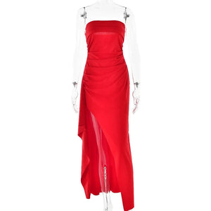 Planet Gates Cryptographic Off Shoulder Elegant High Rise Split Maxi Dress Club Outfits for Women Sexy Strapless Evening Dresses Ruched Gown