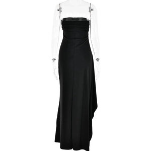 Planet Gates Cryptographic Off Shoulder Elegant High Rise Split Maxi Dress Club Outfits for Women Sexy Strapless Evening Dresses Ruched Gown