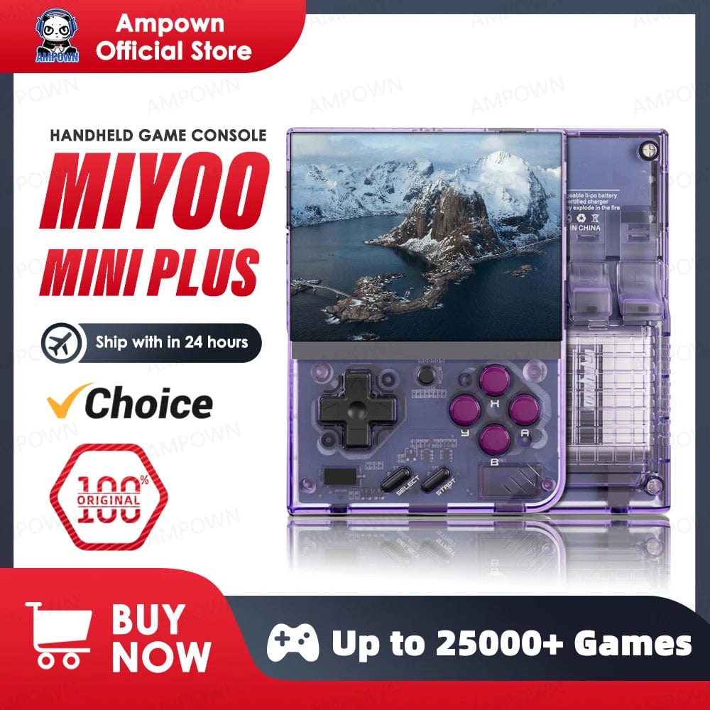 Planet Gates Crystal Black 1 / 128G(25K Games) MIYOO Mini Plus Portable Retro Handheld Game Console V2 Mini+ IPS Screen Classic Video Game Console Linux System Children's Gift