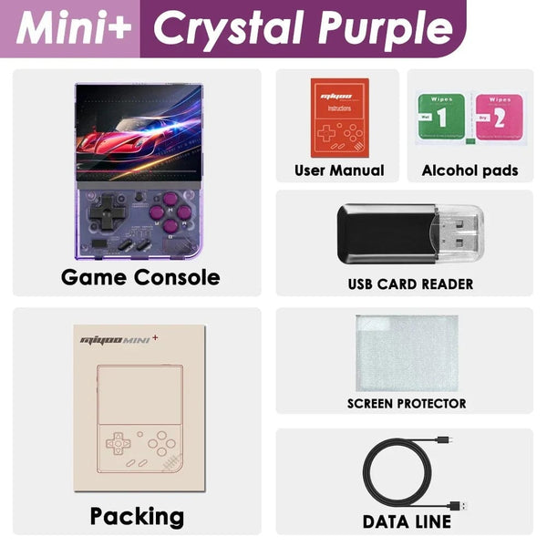 Planet Gates Crystal Black 1 / 128G(25K Games) MIYOO Mini Plus Portable Retro Handheld Game Console V2 Mini+ IPS Screen Classic Video Game Console Linux System Children's Gift