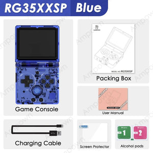 Planet Gates Crystal Blue ANBERNIC RG35XXSP Flip Game Console 3.5'' IPS Screen Mini HDMI Output WiFi Bluetooth 4.2 E-book Linux Video Console Player Gifts