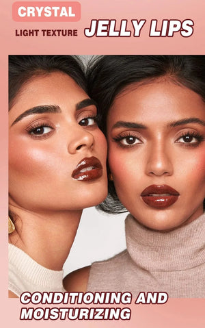 Planet Gates Crystal Dark Brown Mirror Water Lip Gloss Nude Lip Glaze Transparent Glass Oil Waterproof Liquid Lipstick Clear Tint Makeup