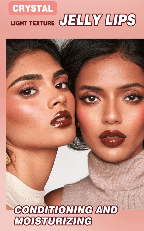 Planet Gates Crystal Dark Brown Mirror Water Lip Gloss Nude Lip Glaze Transparent Glass Oil Waterproof Liquid Lipstick Clear Tint Makeup