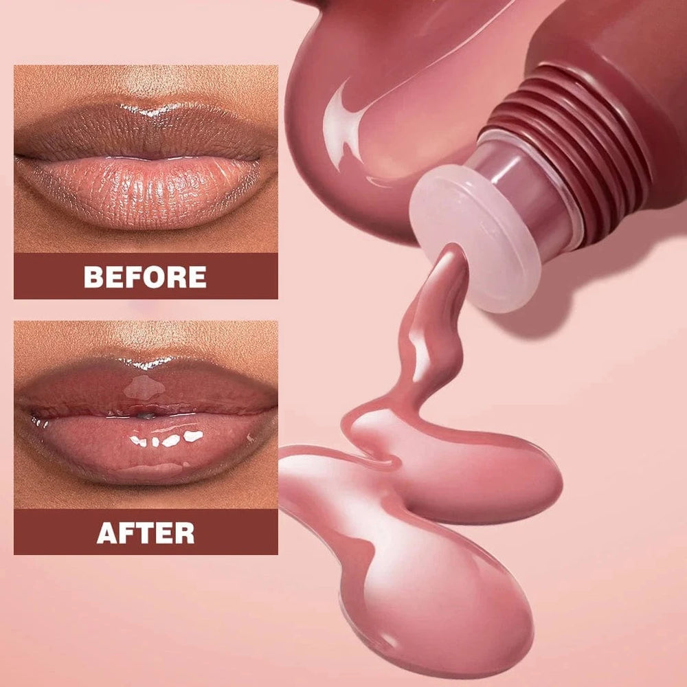 Planet Gates Crystal Dark Brown Mirror Water Lip Gloss Nude Lip Glaze Transparent Glass Oil Waterproof Liquid Lipstick Clear Tint Makeup
