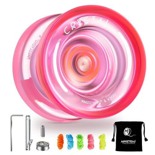 Planet Gates Crystal Pink MAGICYOYO Responsive Crystal YoYo K2, Plastic Yo Yo for Kids, Beginner Replacement Unresponsive Bearing for Advancer