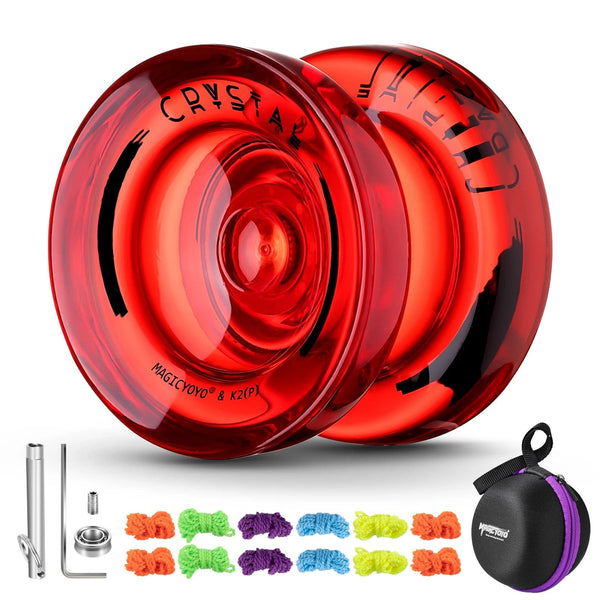 Planet Gates Crystal Red / CHINA MAGICYOYO Responsive Yoyo for Kids K2 Crystal , Dual Purpose Plastic Yo-Yo for Beginners, Replacement Unresponsive Ball Bearing