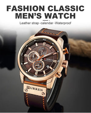 Planet Gates CURREN Brand Watch Men Leather Sports Watches Men's Army Military Quartz Wristwatch Chronograph Male Clock Relogio Masculino