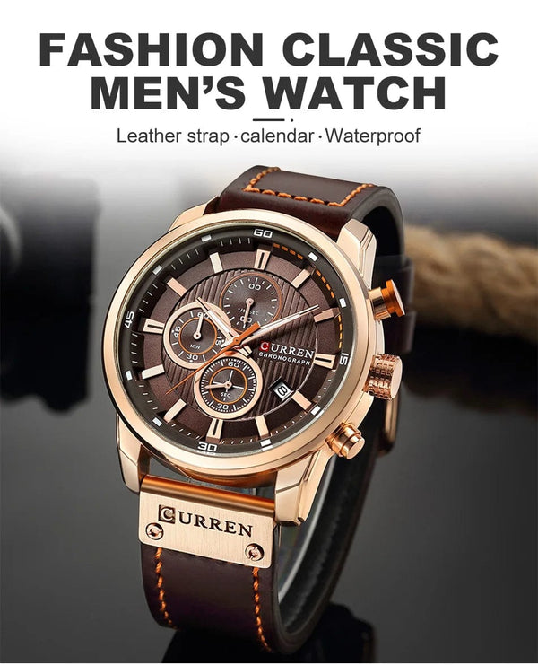 Planet Gates CURREN Brand Watch Men Leather Sports Watches Men's Army Military Quartz Wristwatch Chronograph Male Clock Relogio Masculino