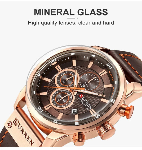 Planet Gates CURREN Brand Watch Men Leather Sports Watches Men's Army Military Quartz Wristwatch Chronograph Male Clock Relogio Masculino