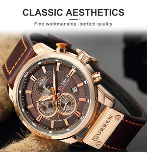 Planet Gates CURREN Brand Watch Men Leather Sports Watches Men's Army Military Quartz Wristwatch Chronograph Male Clock Relogio Masculino
