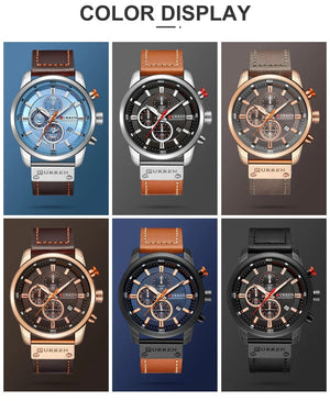 Planet Gates CURREN Brand Watch Men Leather Sports Watches Men's Army Military Quartz Wristwatch Chronograph Male Clock Relogio Masculino
