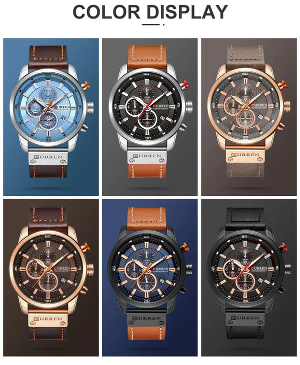 Planet Gates CURREN Brand Watch Men Leather Sports Watches Men's Army Military Quartz Wristwatch Chronograph Male Clock Relogio Masculino
