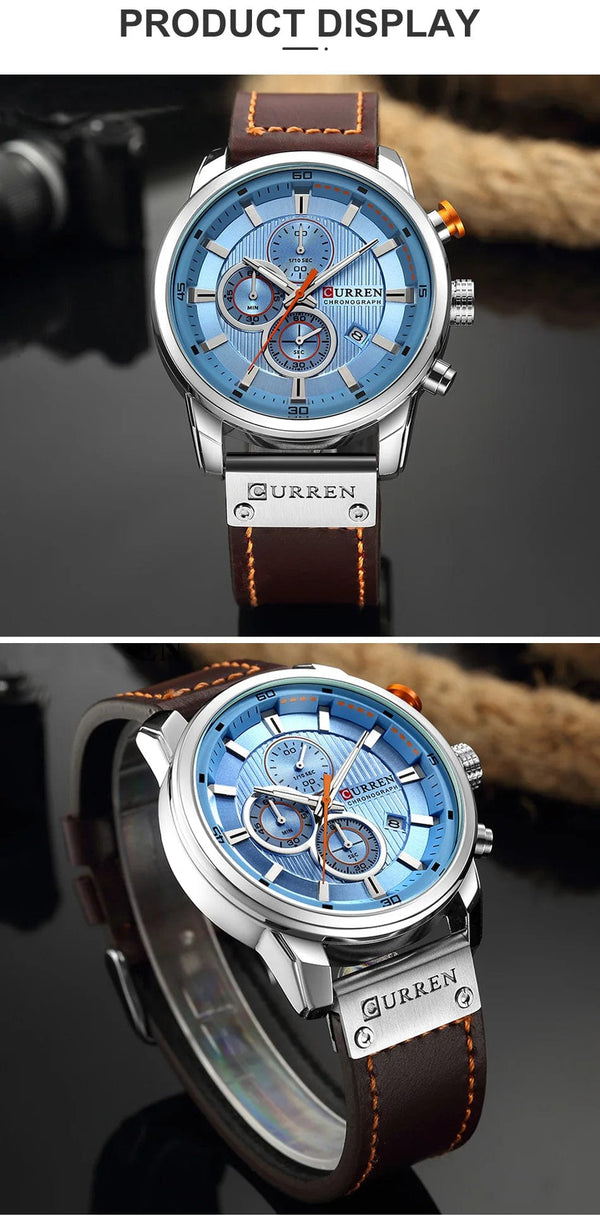 Planet Gates CURREN Brand Watch Men Leather Sports Watches Men's Army Military Quartz Wristwatch Chronograph Male Clock Relogio Masculino