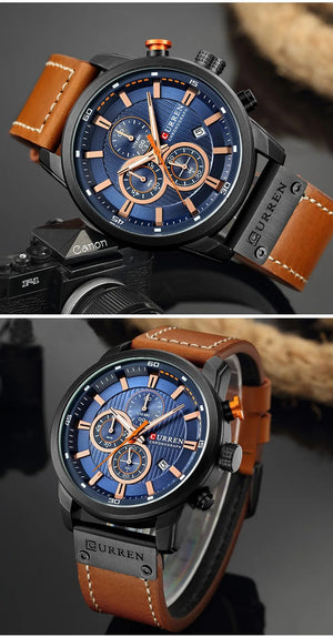 Planet Gates CURREN Brand Watch Men Leather Sports Watches Men's Army Military Quartz Wristwatch Chronograph Male Clock Relogio Masculino