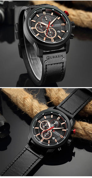 Planet Gates CURREN Brand Watch Men Leather Sports Watches Men's Army Military Quartz Wristwatch Chronograph Male Clock Relogio Masculino