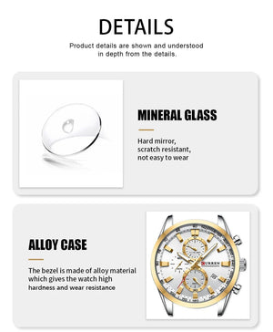 Planet Gates CURREN Casual Sporty Brand Stainless Steel Band Wristwatches for Men  Chronograph Quartz Watches with Date New 8445