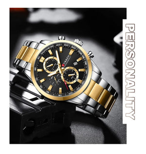 Planet Gates CURREN Casual Sporty Brand Stainless Steel Band Wristwatches for Men  Chronograph Quartz Watches with Date New 8445