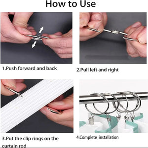 Planet Gates Curtain Hooks Hanging Clips Metal Clip Rustproof Curtain Rods holders Hangers Split Curtain Rings Buckles Eyelets Grommet Hook