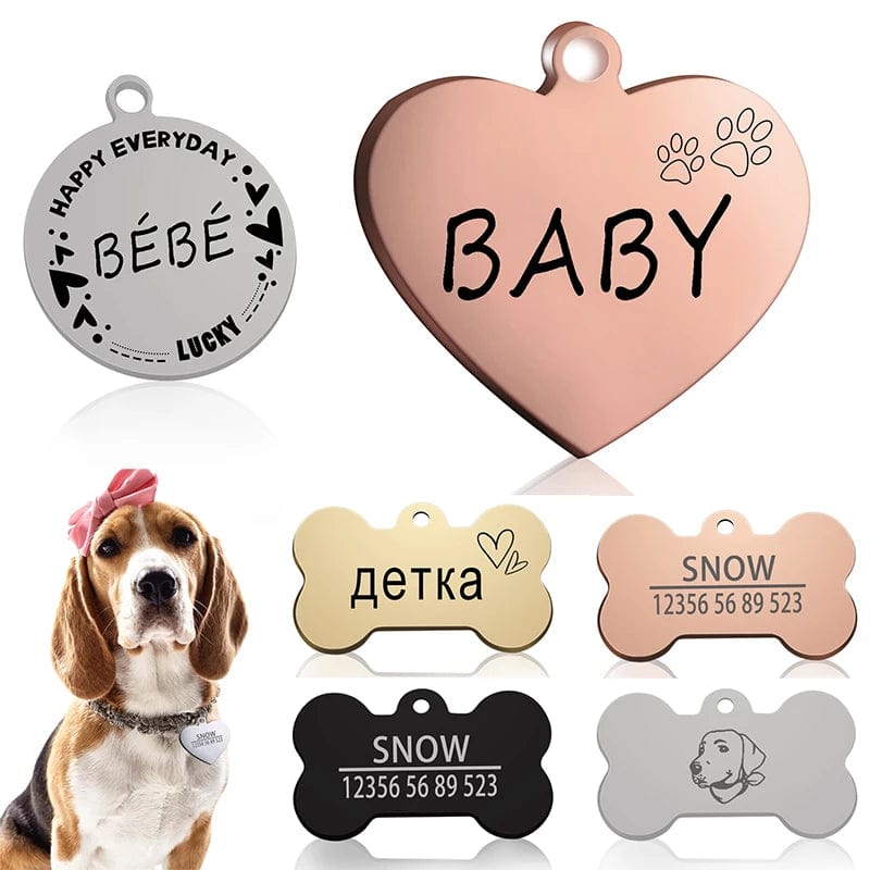 Planet Gates Custom Dog Cat ID Tag Engraved Personalized Pet Collar Charm Name Pendant Bone Keyring Necklace Puppy Accessory Dropshipping