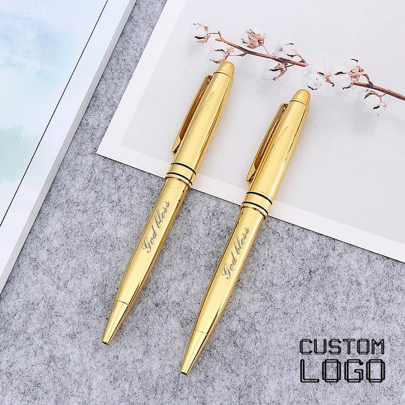 Planet Gates Custom Logo Gold Metal Ballpoint Pens Business Advertisement Signature Pens Office Supplies School Stationery Teacher Gift Pens