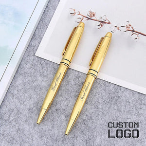 Planet Gates Custom Logo Gold Metal Ballpoint Pens Business Advertisement Signature Pens Office Supplies School Stationery Teacher Gift Pens