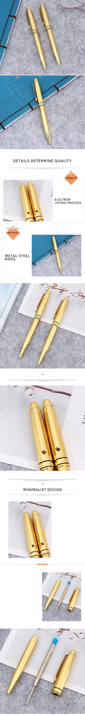 Planet Gates Custom Logo Gold Metal Ballpoint Pens Business Advertisement Signature Pens Office Supplies School Stationery Teacher Gift Pens