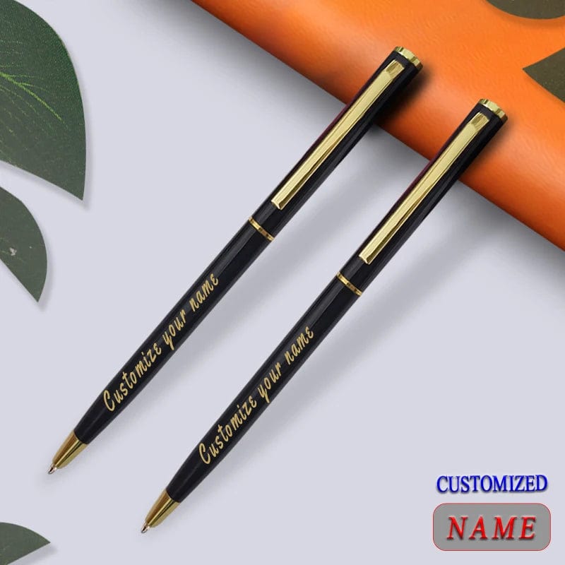 Planet Gates Customize Gold Color Text Ballpoint Pen Carving Metal Stationery Supplies School Office Accessories Writing Teacher 2024 Cheap