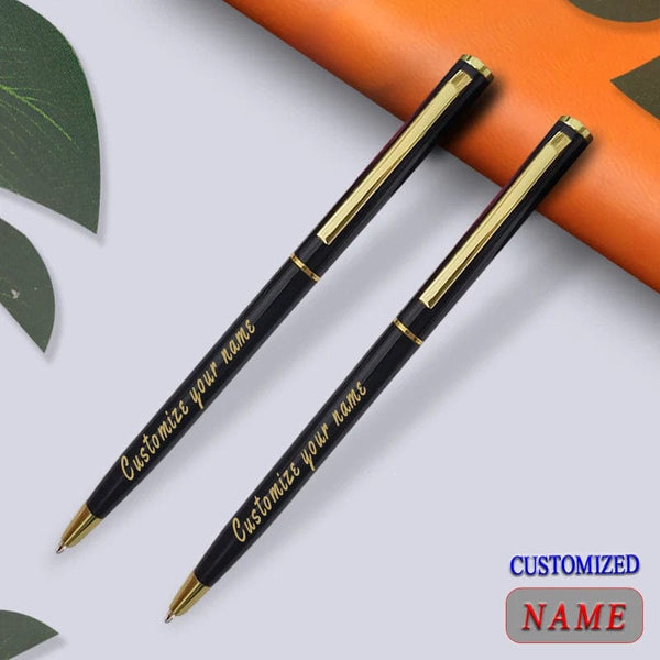 Planet Gates Customize Gold Color Text Ballpoint Pen Carving Metal Stationery Supplies School Office Accessories Writing Teacher 2024 Cheap