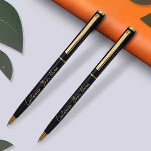 Planet Gates Customize Gold Color Text Ballpoint Pen Carving Metal Stationery Supplies School Office Accessories Writing Teacher 2024 Cheap