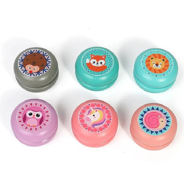 Planet Gates Cute Animal Print Wooden Yoyo Toys Ladybug Toy Kids Yo-Yo Creative Cartoon Unicorn Yo Yo Toys for Children 6cm Wooden Yo Yo Ball