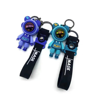 Planet Gates Cute Astronaut Bear figure Keychain lightning bear rabbit couple keyring car key chain keyholder bag pendant accessoris gift