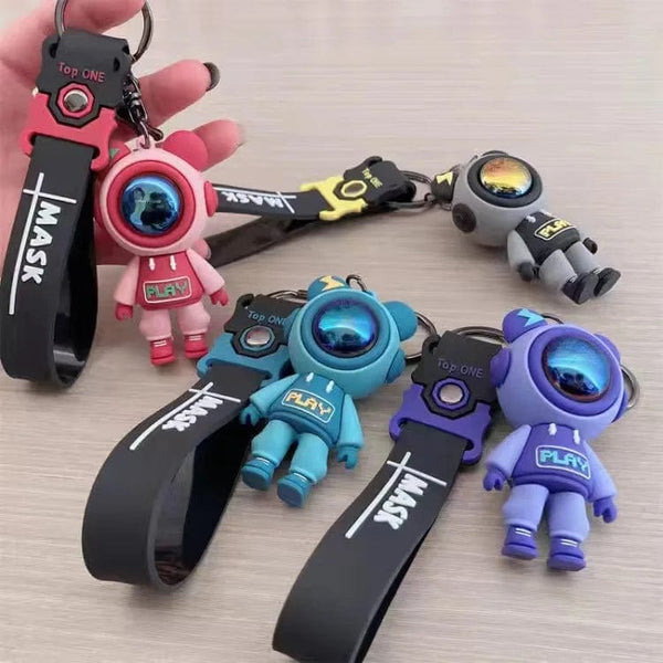 Planet Gates Cute Astronaut Bear figure Keychain lightning bear rabbit couple keyring car key chain keyholder bag pendant accessoris gift