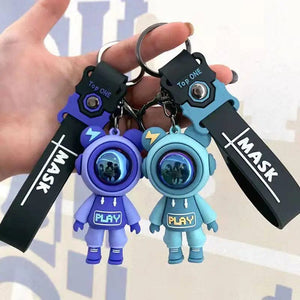 Planet Gates Cute Astronaut Bear figure Keychain lightning bear rabbit couple keyring car key chain keyholder bag pendant accessoris gift