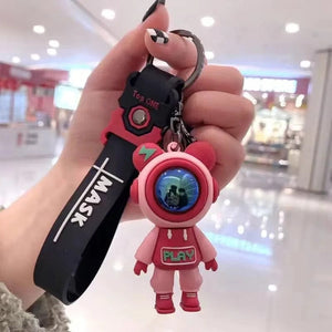 Planet Gates Cute Astronaut Bear figure Keychain lightning bear rabbit couple keyring car key chain keyholder bag pendant accessoris gift