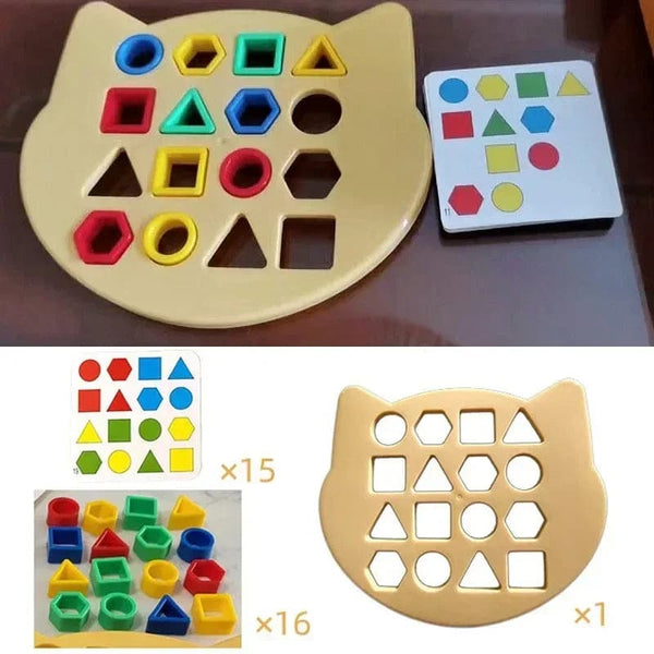 Planet Gates Cute Bear Children Geometric Shape Color Matching Puzzle Baby Montessori Educational Learning Toys Kids Interactive Battle Game