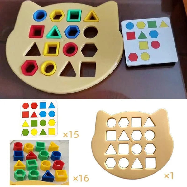 Planet Gates Cute Bear Children Geometric Shape Color Matching Puzzle Baby Montessori Educational Learning Toys Kids Interactive Battle Game