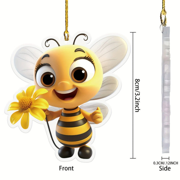 Planet Gates cute bee 1 Piece Cute Bee 2D Flat Acrylic Pendant, Car Rearview Mirror Decorative Pendant, Bag And Key Chain Accessories